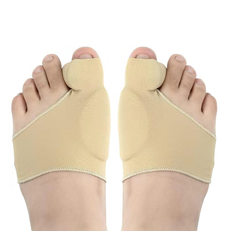 Bunion corrector toe separator sleeve worn inside a flat shoe