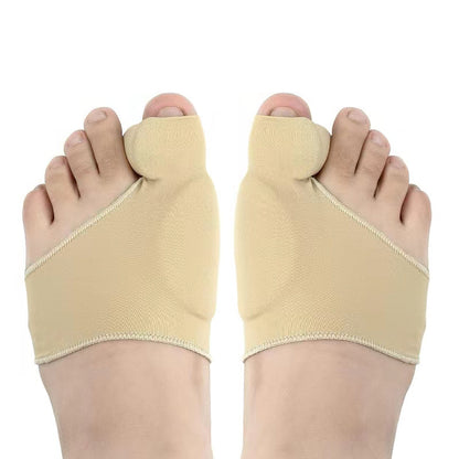 Bunion corrector toe separator sleeve worn inside a flat shoe