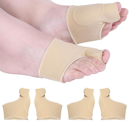 Bunion corrector toe separator sleeve front view on both feet